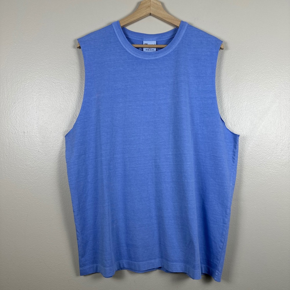 Champion Men's S‎ Sleeveless Shirt Blue Muscle Tee Cotton Embroidered Logo NEW
